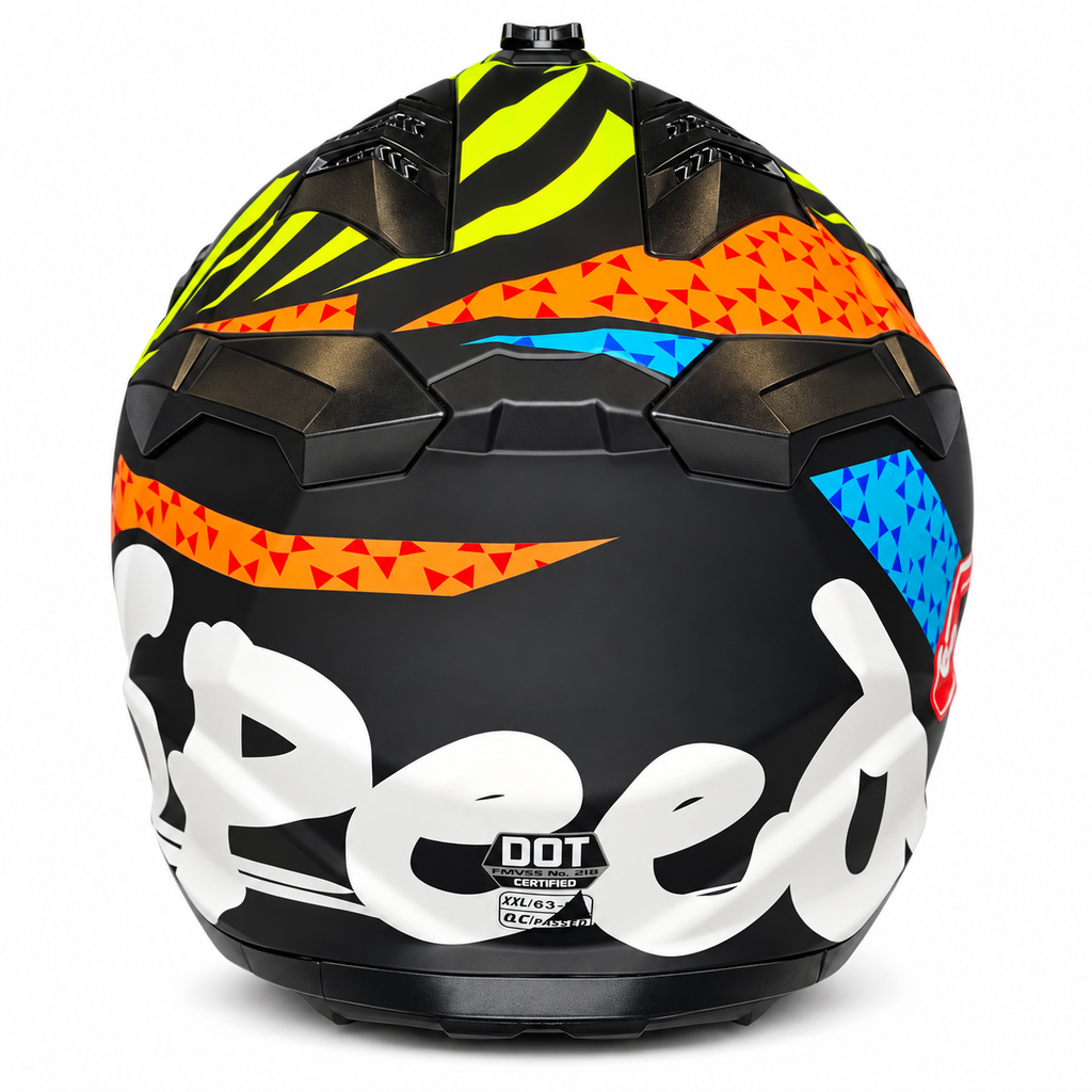 Helmetë cross – shumëngjyrëshe me dizajn tropikal