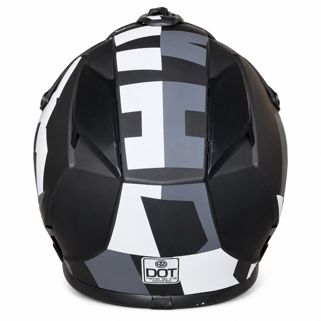 Helmetë Cross ORZ – E zezë me detaje të bardha dhe gri